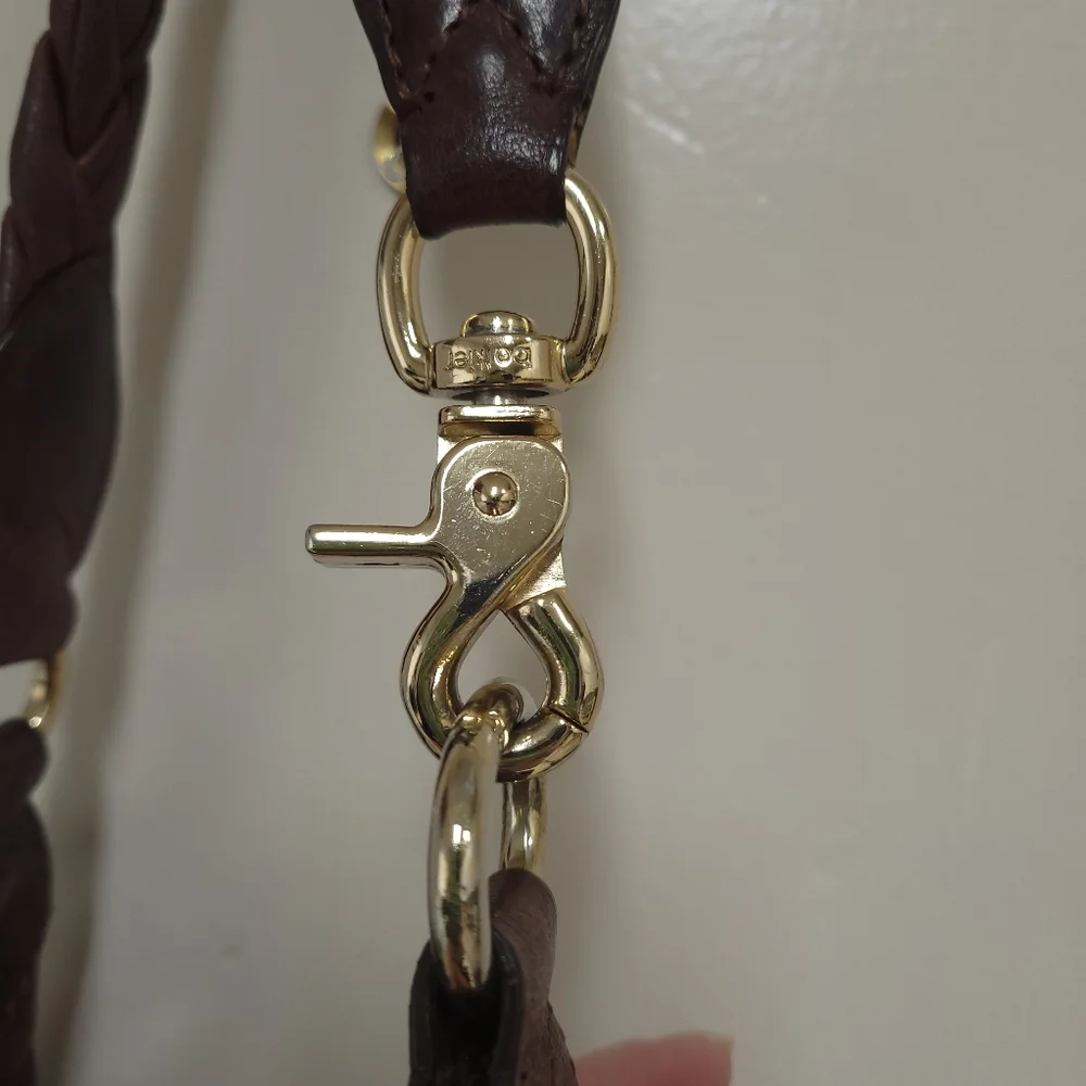 Botkier women's leather Hobo handbag Braided strap suede interior gold hardware